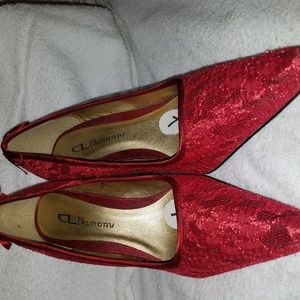 Red Lace pumps